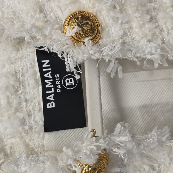 Balmain White Tweed Jacket 38/M - Picture 2 of 8
